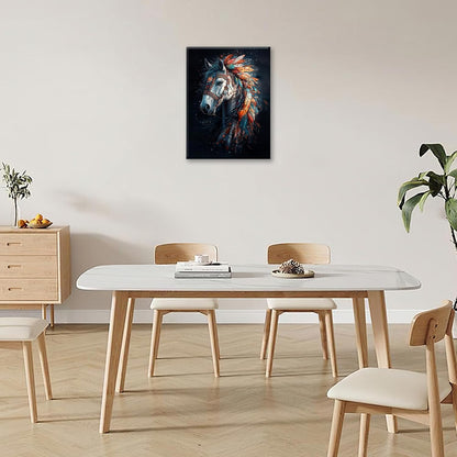 Horse Pictures Wall Art, Horse Animal Bathroom Wall Decor, Aesthetics Modern Framed Painting Elegant Canvas Artwork for Bathroom Bedroom Living Room Decorations 20"L x 16"W