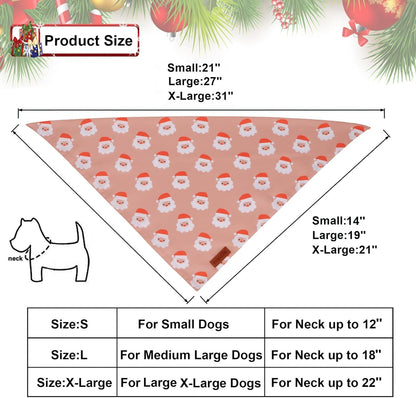 PTDECOR Christmas Dog Bandana, Santa and Snowman Design Reversible Holiday Pet Scarf, Premium Durable Fabric, Triangle Christmas Bandanas for Extra Large Dogs (X-Large)