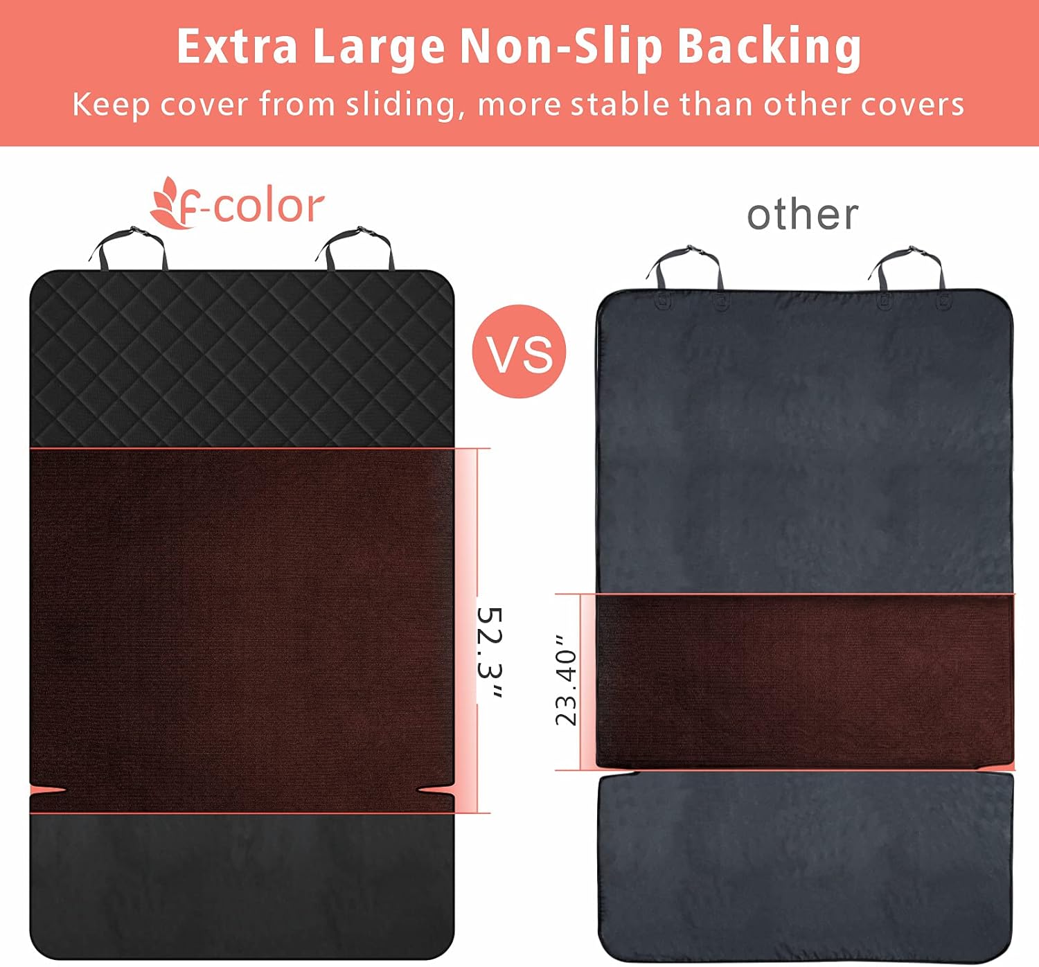F-color SUV Cargo Liner for Dogs, Water Resistant Pet Cargo Cover Dog Seat Cover Mat for SUVs Sedans Vans with Bumper Flap Protector, Non-Slip, Large Size Universal Fit, Bone - Pawvie