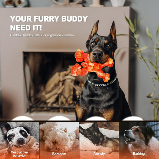 WinTour Indestructible Dog Toys for Large Dogs Aggressive Chewers, Tough Dog Toys for Aggressive Chewers Large Breed, Durable, Heavy Duty Chew Bone, Bacon Flavor