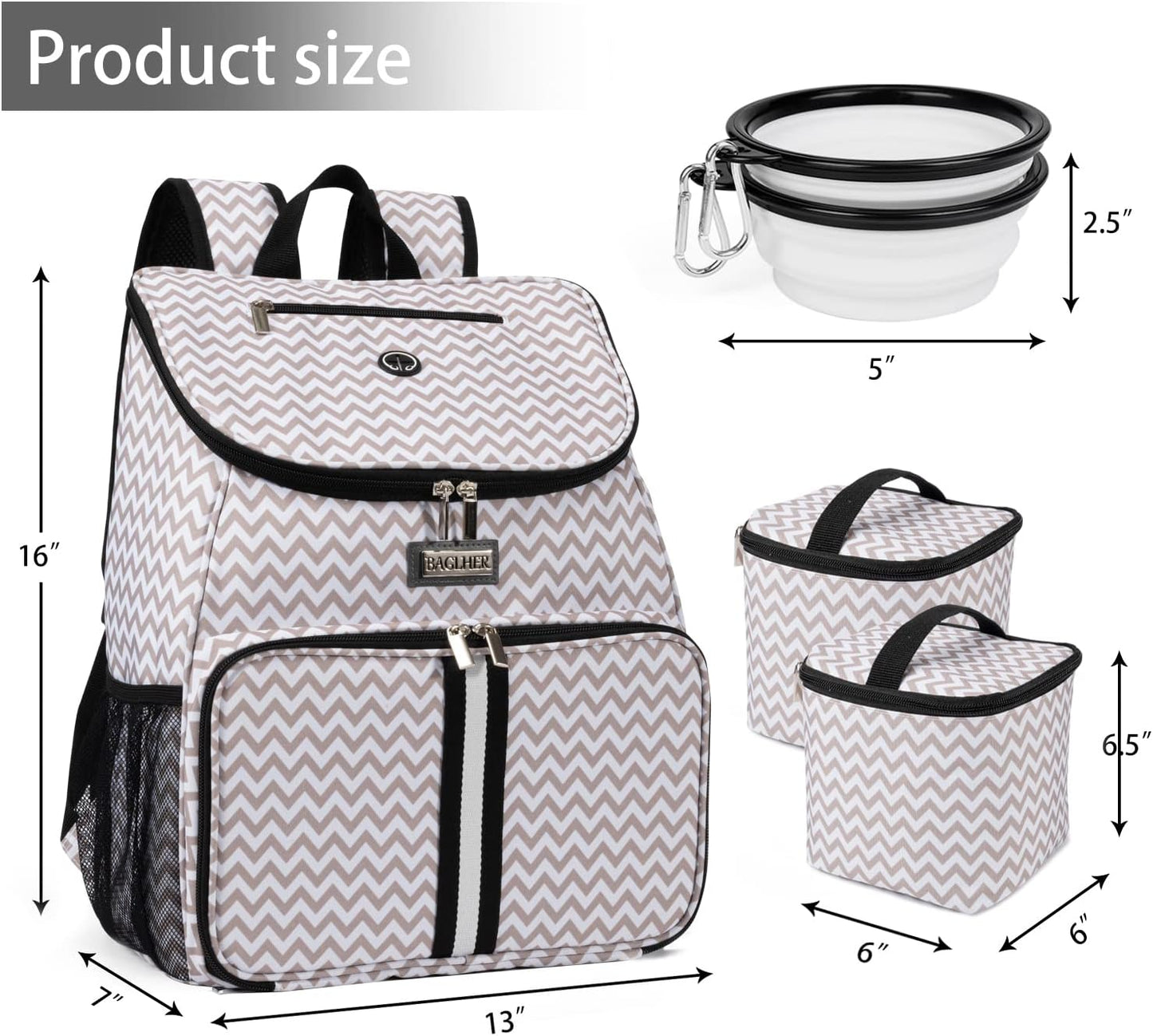 BAGLHER丨Dog Travel Bag, Airline Approved Pet Supplies Backpack, Dog Travel Backpack with 2 Silicone Collapsible Bowls and 2 Food Baskets - Pawvie