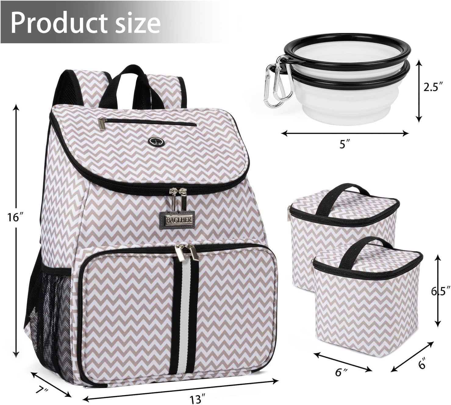 BAGLHER丨Dog Travel Bag, Airline Approved Pet Supplies Backpack, Dog Travel Backpack with 2 Silicone Collapsible Bowls and 2 Food Baskets - Pawvie