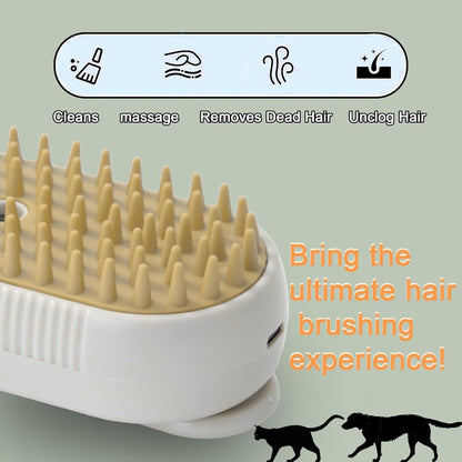 Cat Steam Brush for Shedding, 4 in 1 Rechargeable Pet Steam Brush for Dogs and Cats, Anti-Static, Massage, Cleaning, Shedding & Combing All In One! (White)
