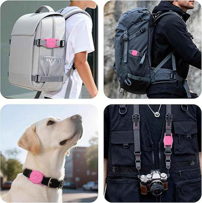 for Airtag Dog Collar Holder, Dog Airtag Holder Waterproof, Lightweight & Soft Silicone Case for Air Tag, Works with Multiple Tracker Tag Products (Pink1, 1 Pack)