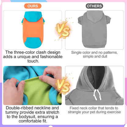 BEAUTYZOO Fleece Dog Hoodie Sweatershirt with Pocket and Leash Hole, Stretchy Small Medium Large Sized Dogs Clothes for Fall Winter Cold Days, Color Designer Warm Dog Jackets,French Bulldog Coats