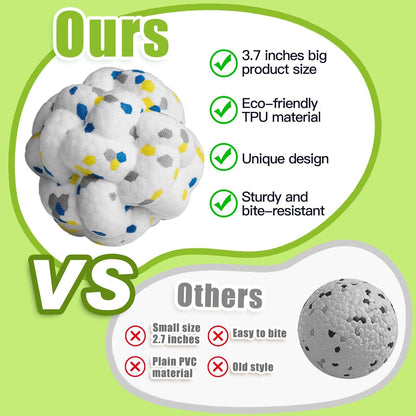 Upgrade Dog Balls Interactive Toys for Aggressive Chewers, Indestructible Tennis Durable Bouncy for Fetch Game, Lightweight Floating, White