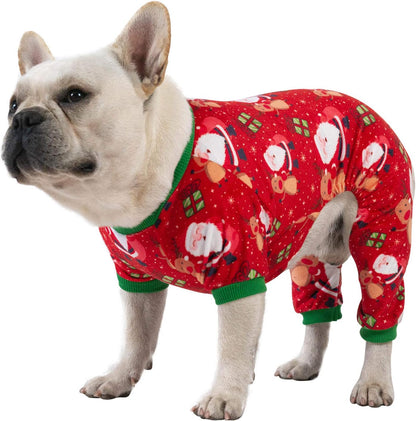 CuteBone Small Dogs Christmas Outfit Soft Puppy Onesies Pjs Dog Pajamas Pet Coat Cat Apparel Comfy Doggie Jumpsuit Bodysuit for All Seasons P135XS