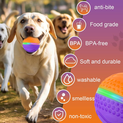 Interactive Dog Toys Ball, Automatic Rolling Toy, Lively pet Ball for Medium/Large Dogs to Relieve Boredom, Activated Automatic Motion Dog Balls Toy with LED Flash, USB Rechargeable (Orange+Purple)