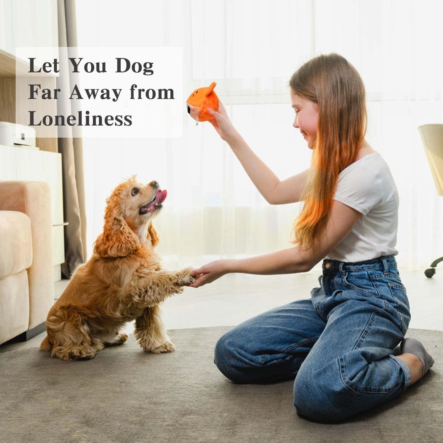 MewaJump Squeaky Dog Toys with Ball 3-in-1 Plush Cute Chew Toy with 3 Layers Puzzle Pet Toy for Teeth Cleaning Puppy Enrichment for Small and Medium Breed (Fox)