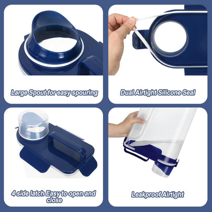 5-7Lbs Portable Airtight Dog Cat Food Container, Match Pet Feeding Mat Clean and Convenient, Making Food Less Messy, Translucent Storage Bin for Small Animal Kibble, Bird Seed, Oatmeal-Blue