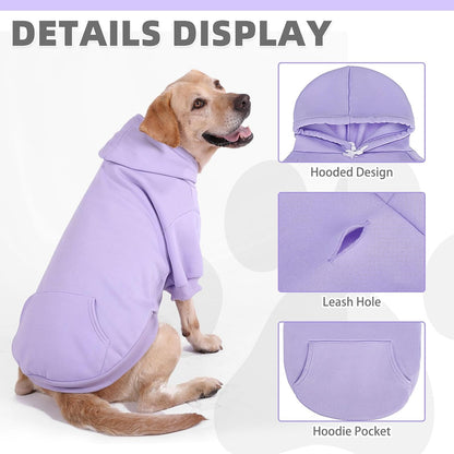 KOOLTAIL Basic Dog Hoodie - Soft & Warm Dog Hoodie Sweater with Leash Hole and Pocket, Pet Winter Coat, Cold Weather Clothes Sweatshirt for Small Medium Large Dogs Puppy Cat Boys Girls Lavender XS