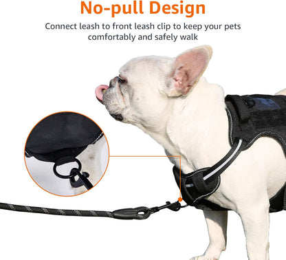 Amazon Basics No Pull Dog Harness, Adjustable Front Clip, Tactical Vest, Medium, Black