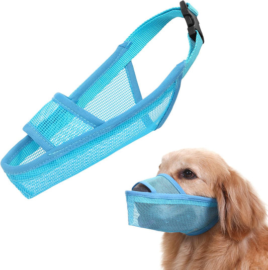 Crazy Felix Nylon Dog Muzzle for Small Medium Large Dogs Dachshund Beagle Poodle Labrador, Air Mesh Breathable and Drinkable Pet Mouth Guard for Anti-Biting Chewing Scavenging(XXS, Blue)