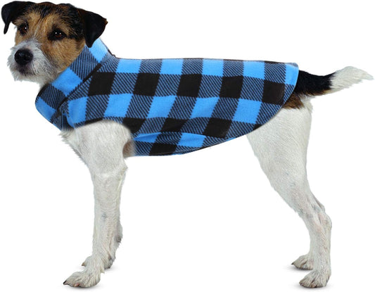 ASENKU Dog Sweater, Plaid Dogs Fleece Vest, Soft Comfortable Pet Pajamas, Warm Winter Puppy Shirt, Cold Weather Coat Jacket Pet Clothes for Small & Medium Dog Breeds