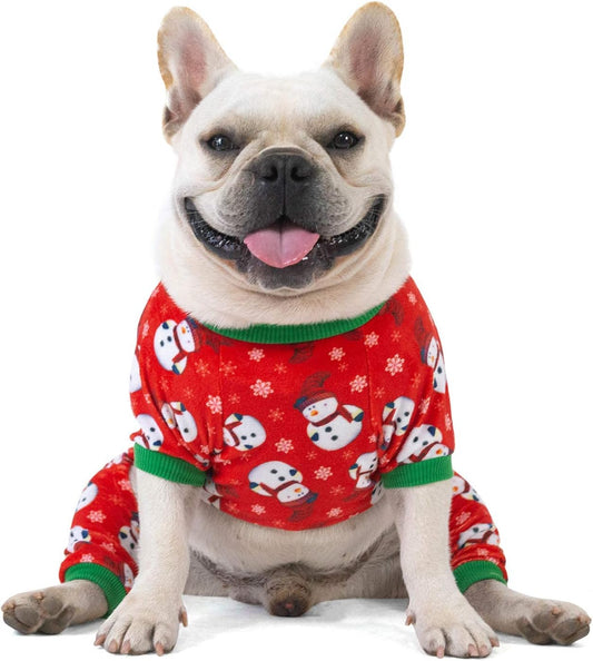 CuteBone Dog Christmas Pajamas Puppy Onesies Small Dogs Soft Pjs Coat Cat Apparel Comfy Pet Clothes Outfit Doggie Bodysuit P136XL