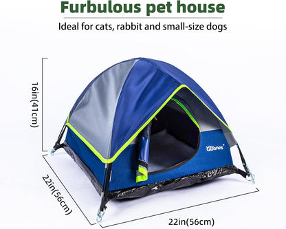 GDanes Blue Cat Tent, Large Cave Bed for Indoor Cats and Small Dogs with Soft Pad - 22" x 22" x 16"