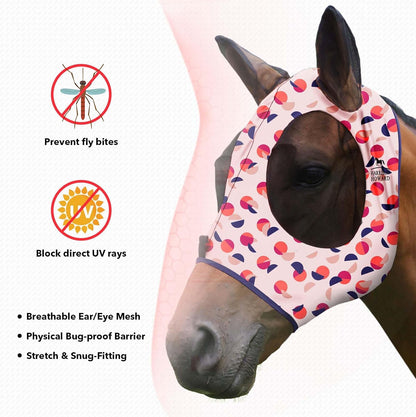 Harrison Howard Super Comfort Stretchy Fly Mask Large Eye Space with UV Protection Soft on Skin with Breathability Weaving Dots L