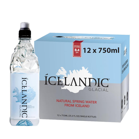 Icelandic Glacial Natural Spring Alkaline Water, 750 ml / 25.3 Fl Oz (Pack of 12)