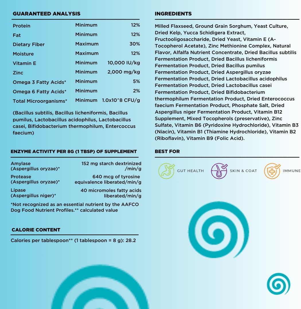 Dinovite Probiotic Supplement for Dogs - Omega 3 - Hot Spot Relief - Skin & Coat Supplement - 30 Day Supply (30 Day Supply, Large Dogs (45+ lbs))