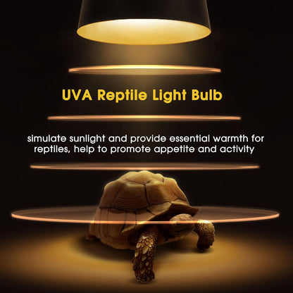 Reptile Heat Bulb [2 Pack], Reptile Light Bulbs 50W UVA UVB, Dimmable Heat Lamp Bulbs Basking Spot Light Bulb for Reptiles, Amphibian, Bearded Dragon, Lizard, Chicken