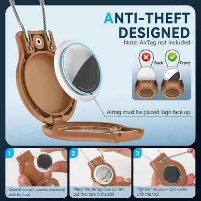 Waterproof Airtag Holder,4 Pack Airtag Case with Secure Lock,Airtags Keychain for Apple Air tag,Anti-Lost Protective Case Air tags Accessories for GPS Tracker Luggage,Key,Pet-Black/Black/Brown/Brown