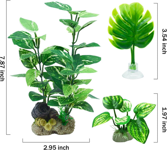 EDGCTYU Aquarium Decorations Fish Tank Artificial Plastic Plants,Silk Plants for Fish Tank Decoration, Pack of 7 (Green)