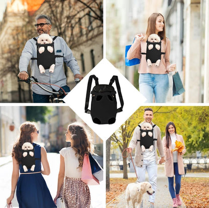 FEimaX Dog Carrier Backpack Pet Legs Out Front Cat Travel Bag, Adjustable Puppy Backpacks Carriers Hands-Free for Small Medium Dogs Cats Hiking Traveling Camping Daily Walking (Large, Black)