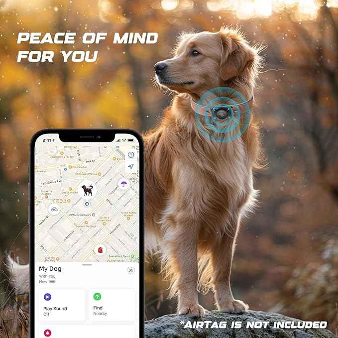 Leather AirTag Dog Collar, Waterproof Dog Collar with Air Tag Holder, Compatible with Apple Air Tag, Reflective, Durable, Comfortable Padded GPS Dogs Collars (MahoganyBrown, M)