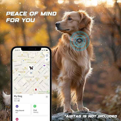 Leather AirTag Dog Collar, Waterproof Dog Collar with Air Tag Holder, Compatible with Apple Air Tag, Reflective, Durable, Comfortable Padded GPS Dogs Collars (MahoganyBrown, M)