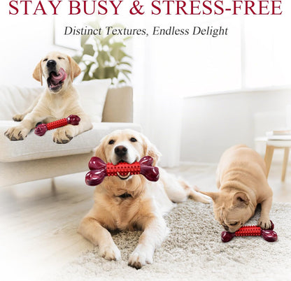 Apasiri Tough Dog Toys for Aggressive Chewers Large Breed, 2-Pack Dogs Chew Toys for Large Medium Dogs, Nylon and Rubber Dog-Bones for Teething Chew, Beef Flavor, for Doggo 20-75 lbs