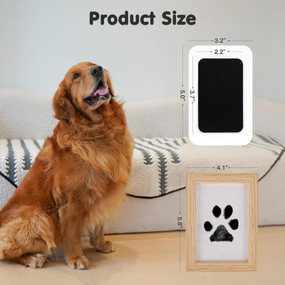 Inkless Paw Print Kit for Dogs,Cats & Babies – Clean Touch Dog Nose & Baby Handprint Kit, Mess-Free Ink Pad with 4 Pads & 2 Wooden Frames – Keepsake Gifts for Pet Owners & New Moms