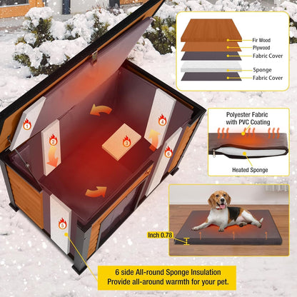 Aivituvin Outdoor Dog House with Insulated Liner Waterproof Dog Kennel for Winter Cat House for Small & Medium & Large Dogs,Cats,Unique All-Around Iron Frame