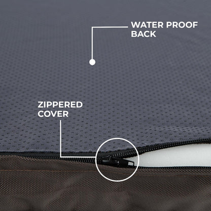 Best Pet Supplies Cute Dog Crate Mat Flat Bed with Waterproof Exterior, Thick Orthopedic Egg Foam Mattress, and Soft Sherpa Fleece Cover for Small, Medium, and Large Breeds - Brown, 35X22X4