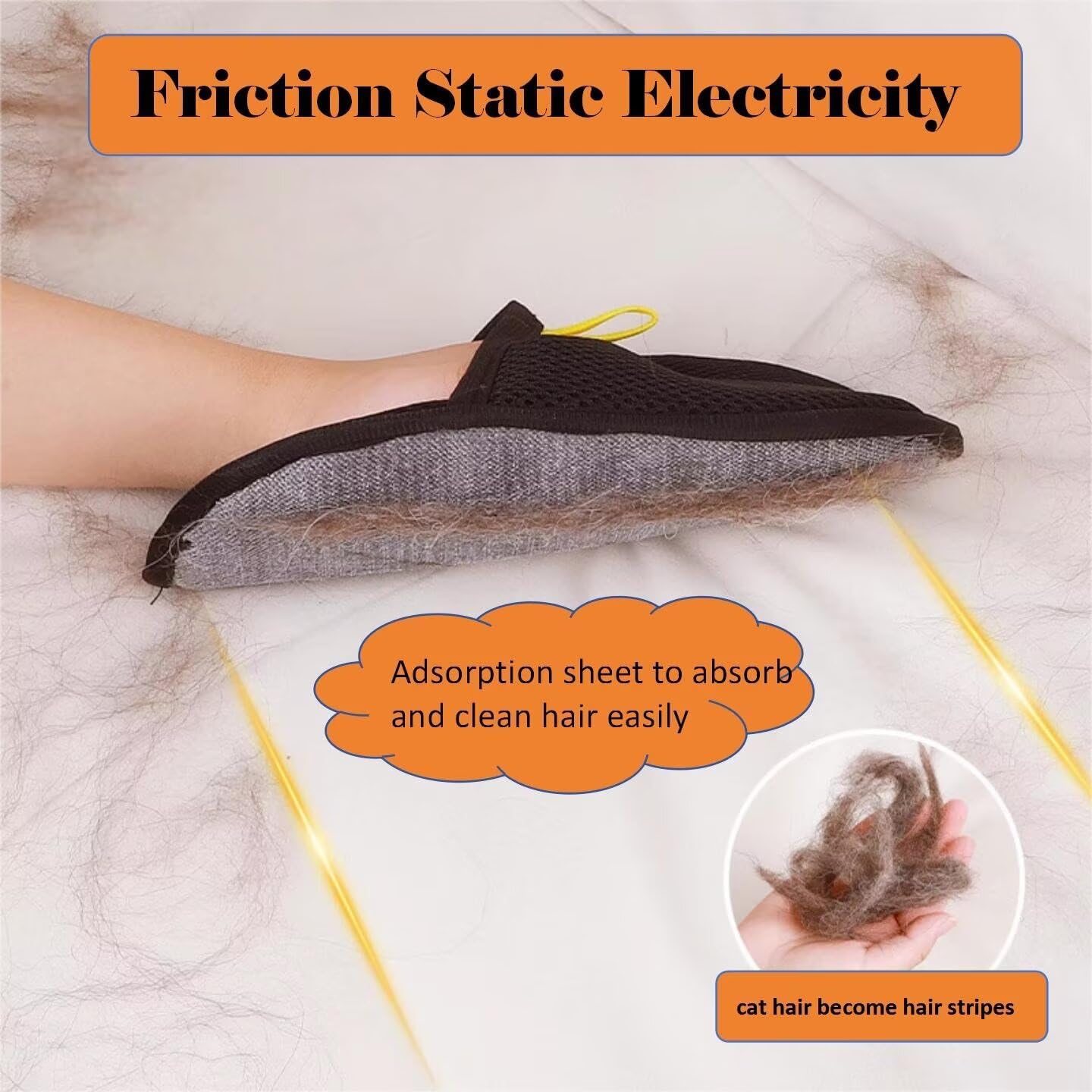 3 PCS Pet Hair Removal Glove for Cats & Dogs, Electrostatic Grooming Gloves for Pet Hair, Reusable Double Sided Static Hair Remover for Couch, Furniture, Carpet & Car Seat
