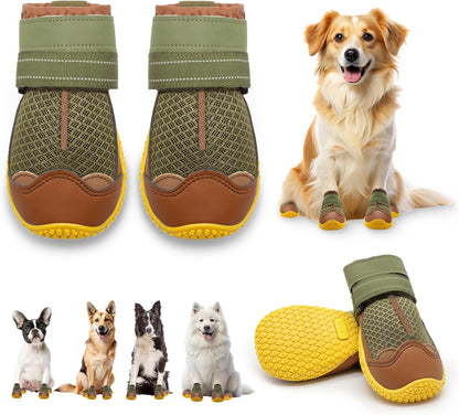 Dog Shoes for Small Dogs, Dog Boots & Paw Protectors for Hardwood Floors, Outdoor Dog Booties for Hot Pavement Winter Snow Hiking, Breathable Dog Shoes with Reflective Strips Size 2