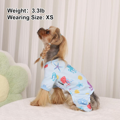 Dog Pajamas Pjs Summer Dog Clothes for Small Dogs Girl - Boy - Small Size Dogs, Soft Stretchy Puppy Clothes Doggie Onesies Cat Cute Clothing Pet Jammies Outfit Appeal, Octopus Blue
