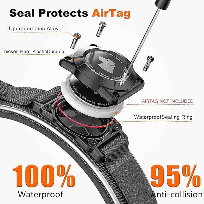 2025 New and Improved AirTag Dog Collar, Military Tactical Dog Collar with AirTag Holder - Adjustable Control Handle, Durable Metal Buckle, Comfortable GPS Dog Collars (M, Black)