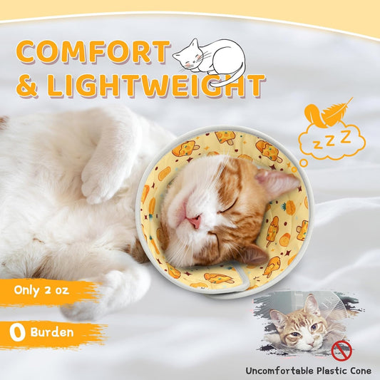 Cat Cone Collar Soft to Stop Licking, Adjustable, Foldable Lightweight Kitten Cones After Surgery Recovery for Cats & Kittens, Cat Cone Alternative (Orange, L)