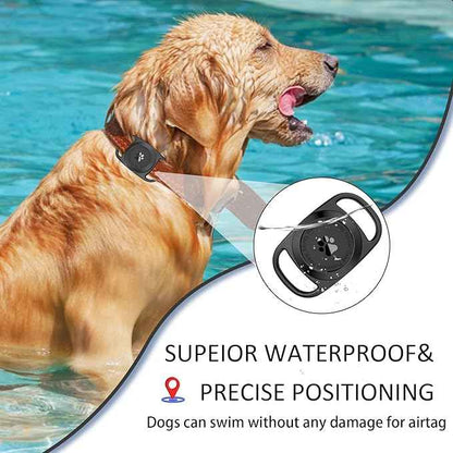 Air-tag Dog Collar Holder, [4 Pack], Waterproof Protective Case for Apple Air-Tag, Durable & Lightweight with Full-Body Protection, Soft Silicone, Black
