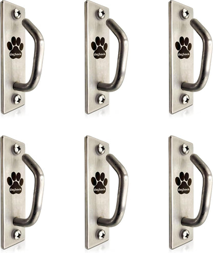 Canine Hitch- Secure Dog Leash Parking Mounted Indoor – Outdoor Wall Hook - Tie Out Stainless Steel Practical Lead Management for Home & Business, Slim Compact 6 Pack
