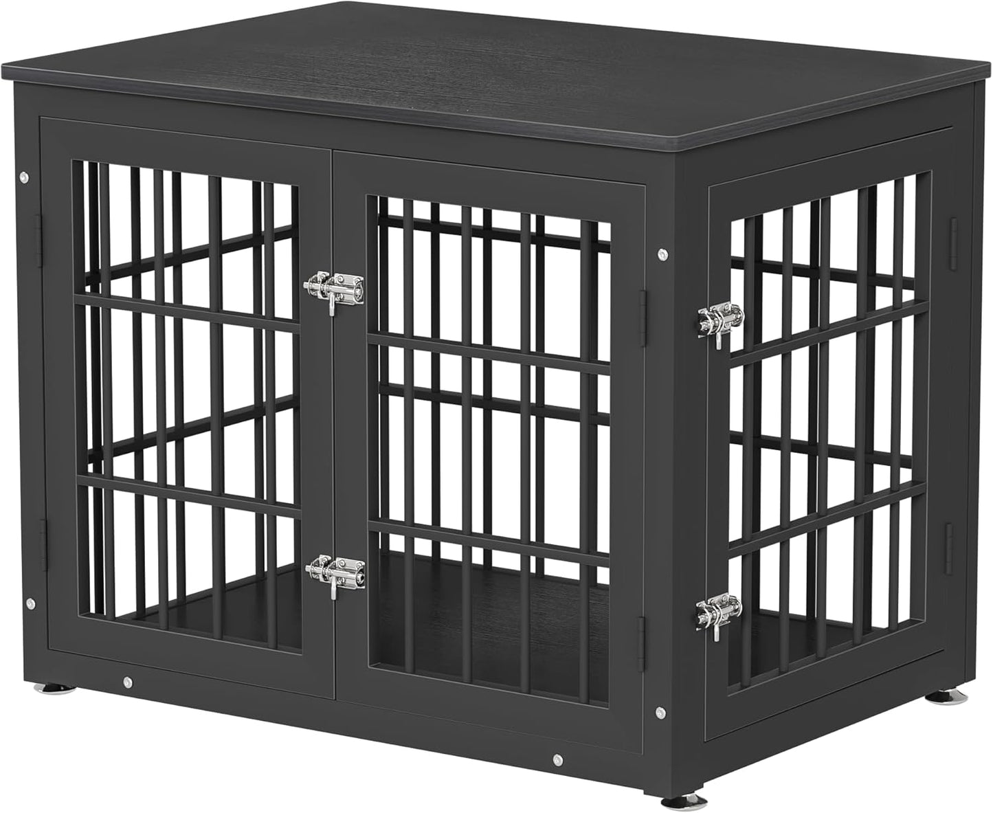 32 Inch Heavy Duty Dog Crate Furniture for Medium and Small Dogs, Decorative Pet House End Table, Wooden Cage Kennel Furniture Indoor, Black