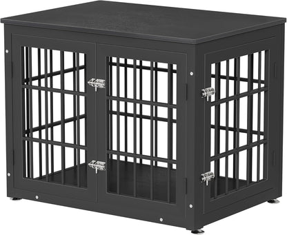 32 Inch Heavy Duty Dog Crate Furniture for Medium and Small Dogs, Decorative Pet House End Table, Wooden Cage Kennel Furniture Indoor, Black