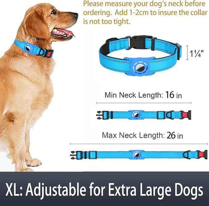 AirTag Dog Collar with AirTag Holder Compatible for Air Tag, Reflective Soft Padded, Safety Locking Buckle, Adjustable Nylon for Small Medium Large Dogs (SkyBlue,XL)