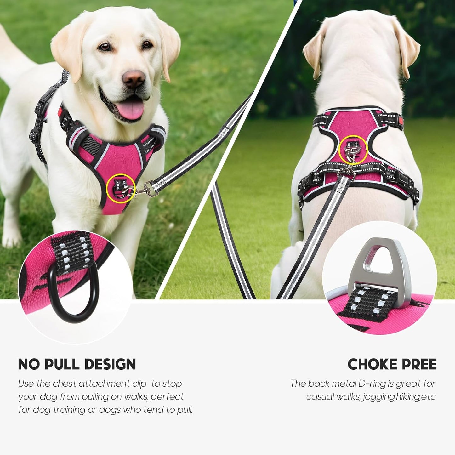 Timos No Pull Dog Harness, No Choke Front Lead Dog Reflective Harness, Adjustable Soft Padded Pet Vest with Easy Control Handle for Small Medium Large Dogs, XS