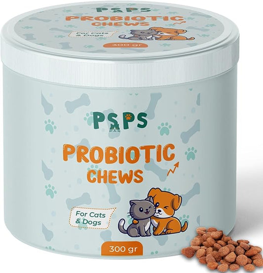 Probiotics for Dogs & Cats - Dog Probiotic Chews for Gut Health, Digestive Support, Reduces Diarrhea&Gas, Seassonal Allergies, Bad Breath & Boosts Immunity - 120 Soft Chews