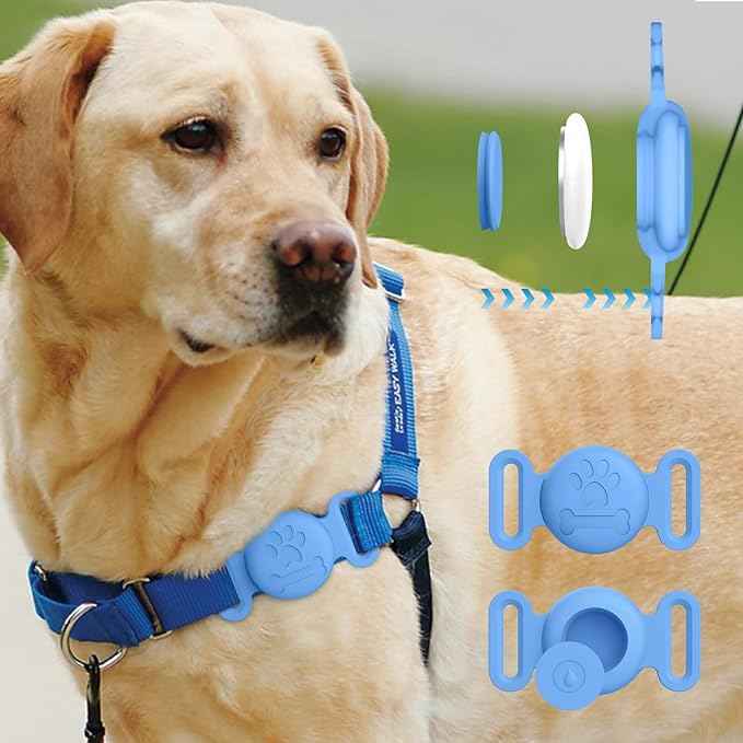 2 Pack Case for Airtag Dog Cat Collar Holder, Soft Silicone Anti-Lost Waterproof Protective Case Compatible with Apple Airtag, for Pet Dog Cat Collars Holder