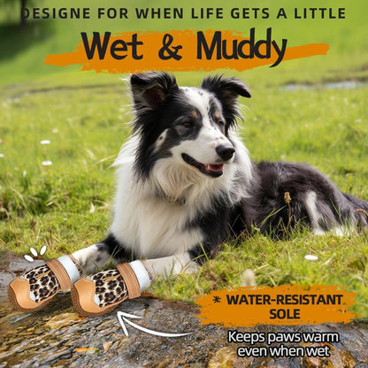 Dog Shoes for Large Dogs, Medium Dog Boots & Paw Protectors for Hardwood Floors, Outdoor Dog Booties for Hot Pavement Winter Snow Hiking, Waterproof Dog Shoes with Reflective Strips Size 3