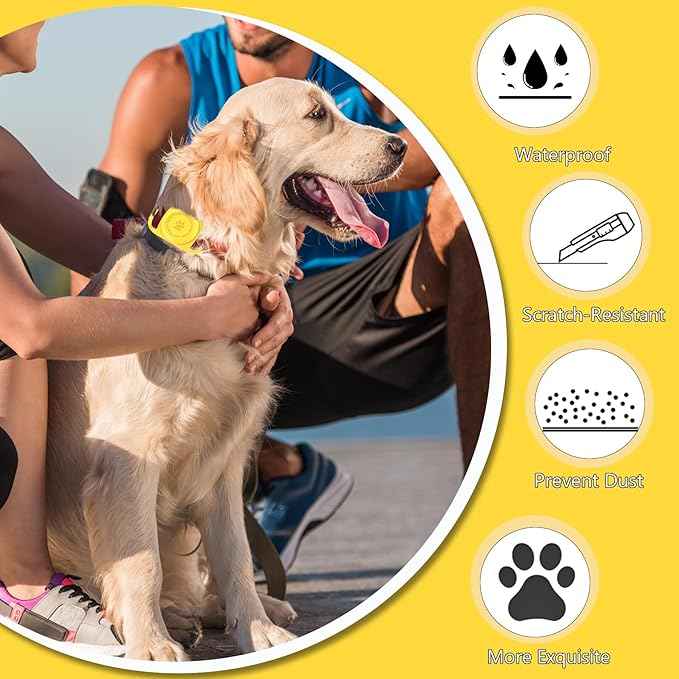 Airtag Dog Collar Holder, [1 Pack] Waterproof Protective Case for Apple AirTag, Durable & Lightweight with Full-Body Protection, Soft Silicone, Yellow
