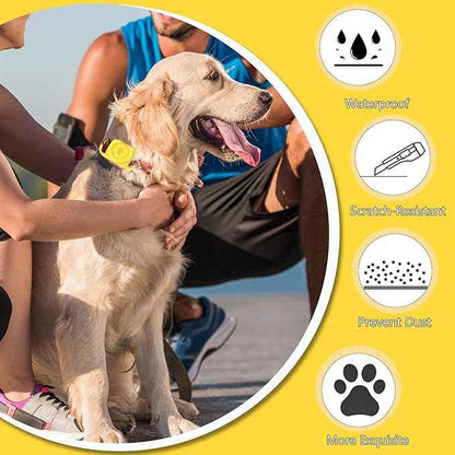 Airtag Dog Collar Holder, [1 Pack] Waterproof Protective Case for Apple AirTag, Durable & Lightweight with Full-Body Protection, Soft Silicone, Yellow