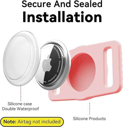 for Airtag Dog Collar Holder 2 Pack,Waterproof Dog Collar Holder for Apple AirTag(Gen 1 & 2),Silicone Air Tags Case for Dog Collars(Light Pink)